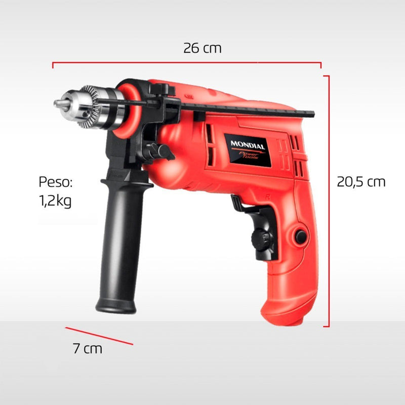 Furadeira de impacto 3/8" 650 watts com maleta e ferramentas - NFFI-07M