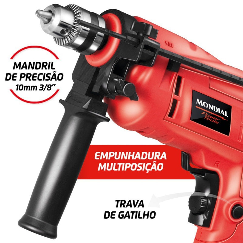 Furadeira de impacto 3/8" 650 watts com maleta e ferramentas - NFFI-07M